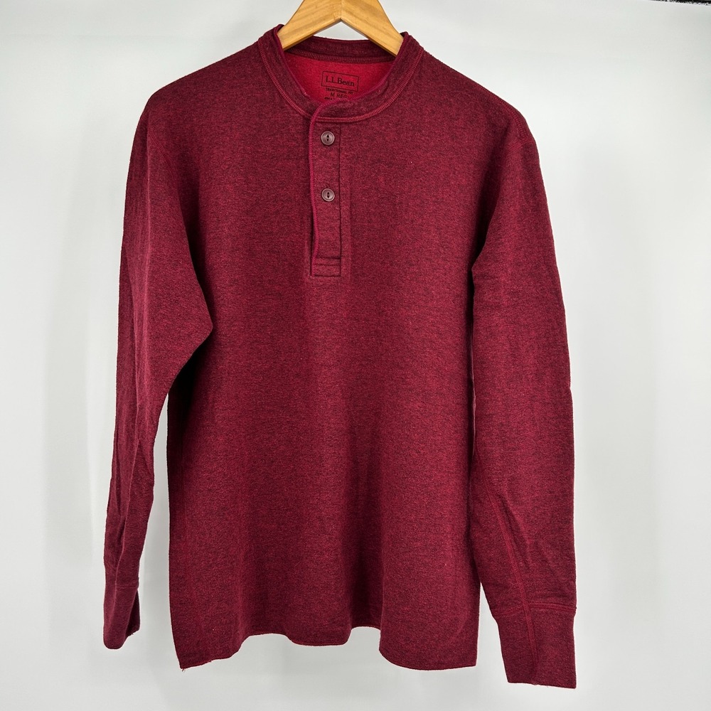 LL Bean River Drivers Henley Mens M Outdoor Preppy Base Layers Long Sleeve